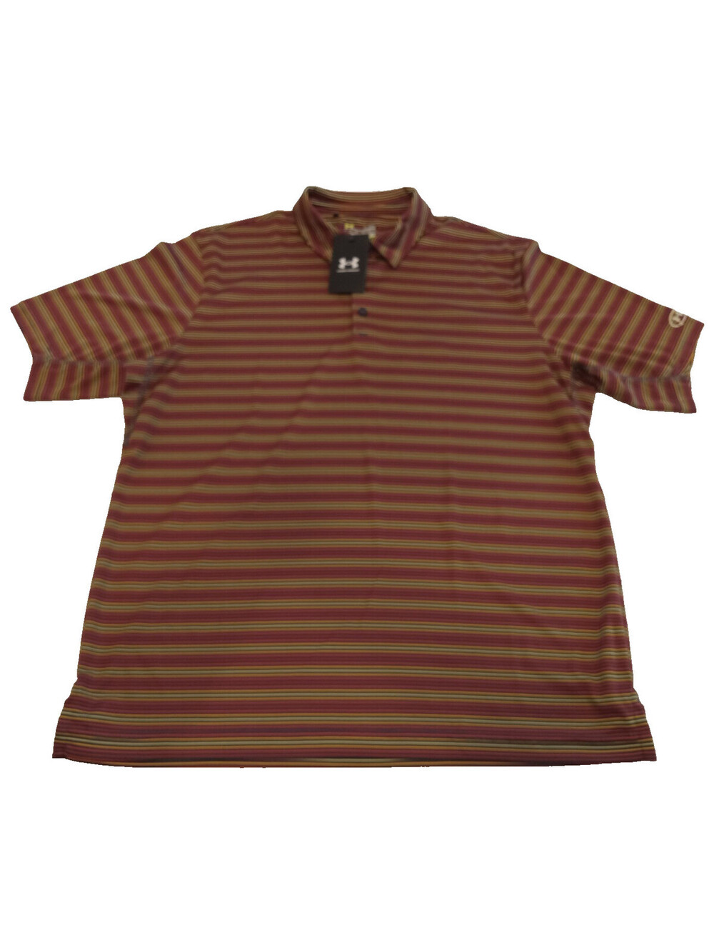 Under Armour Catalyst Polo Shirt Mens Large Striped Loose Fit HeatGear Golf L